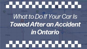 What to do if your car is towed after an accident in Ontario, California, blog header image with map background